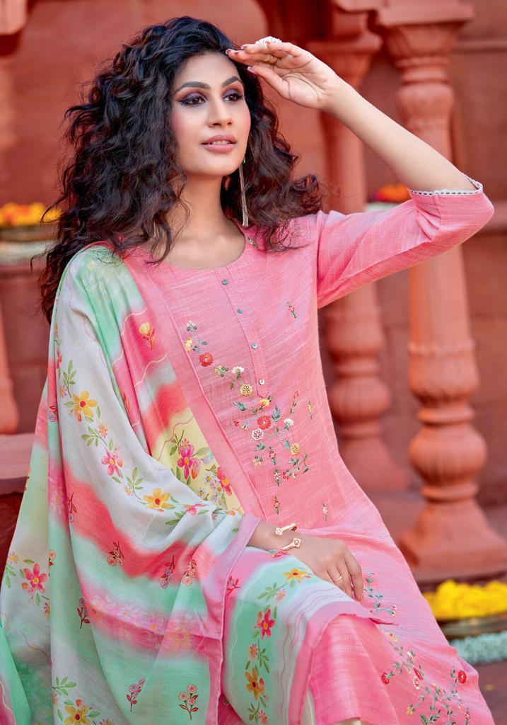PINK-MIRROR-MINT-KURTI-PANT-WITH-DUPATTA-AT-WHOLESALE-5