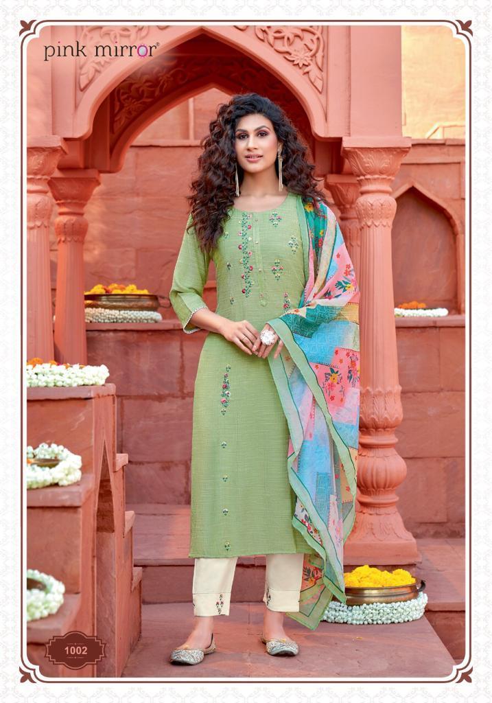 PINK-MIRROR-MINT-KURTI-PANT-WITH-DUPATTA-AT-WHOLESALE-9