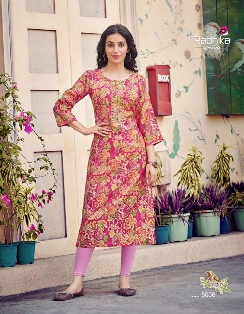 RADHIKA-CHARMING-VOL-5-CHANDERI-WORK-KURTIS-DISTRIBUTOR-IN-SURAT-9