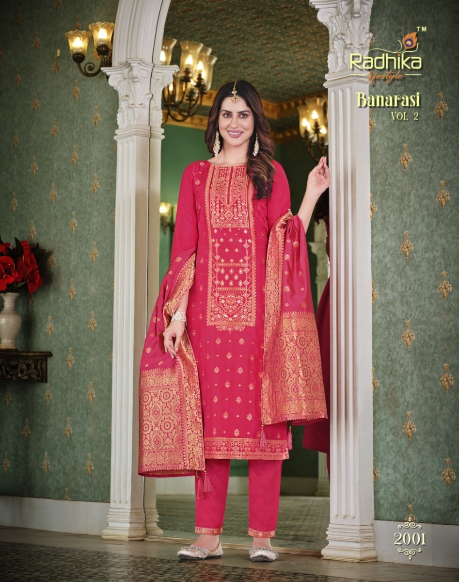 RADHIKA-LIFESTYLE-BANARASI-VOL-2-KURTI-PANT-WITH-DUPATTA-WHOLESALER-3