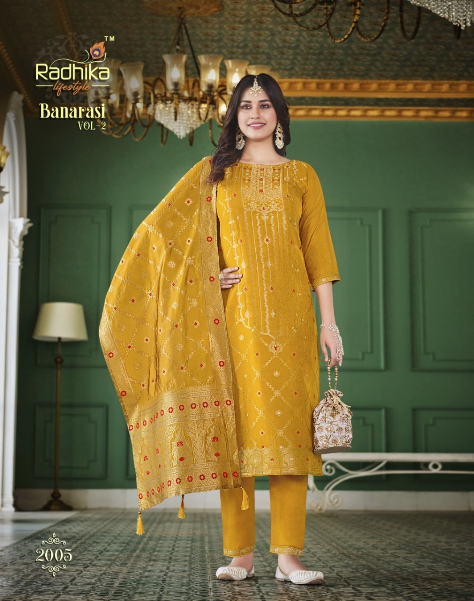 RADHIKA-LIFESTYLE-BANARASI-VOL-2-KURTI-PANT-WITH-DUPATTA-WHOLESALER-8