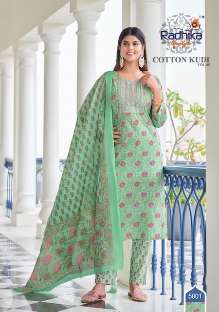RADHIKA-LIFESTYLE-COTTON-KUDI-VOL-5-KURTI-PANT-WITH-DUPATTA-WHOLESALER-SURAT-2