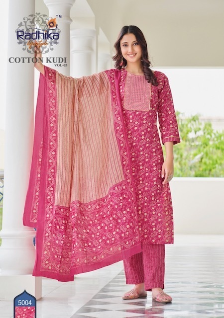 RADHIKA-LIFESTYLE-COTTON-KUDI-VOL-5-KURTI-PANT-WITH-DUPATTA-WHOLESALER-SURAT-5