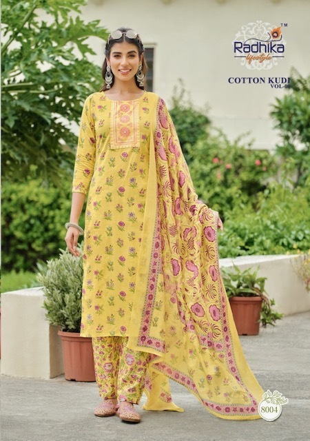 RADHIKA-LIFESTYLE-COTTON-KUDI-VOL-8-KURTI-PANT-WITH-DUPATTA-WHOLESALER-SURAT-5