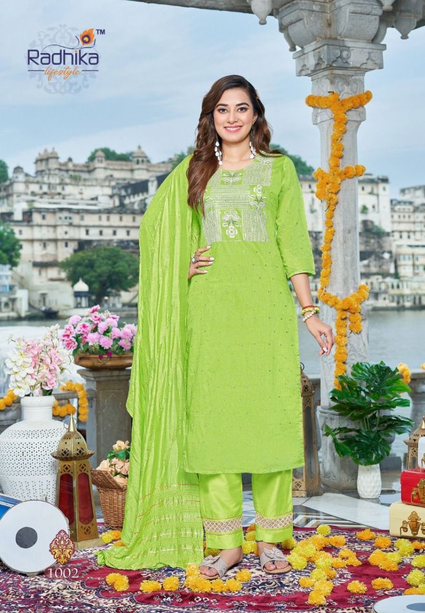 RADHIKA-LIFESTYLE-SABHYATA-VOL-1-CHANDERI-KURTI-PANT-WITH-DUPATTA-AT-WHOLESALE-4