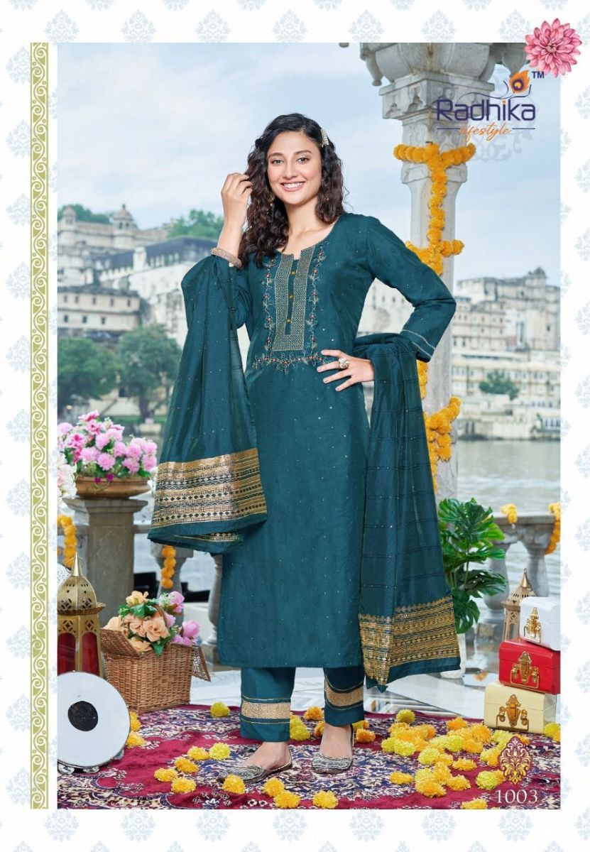 RADHIKA-LIFESTYLE-SABHYATA-VOL-1-CHANDERI-KURTI-PANT-WITH-DUPATTA-AT-WHOLESALE-5