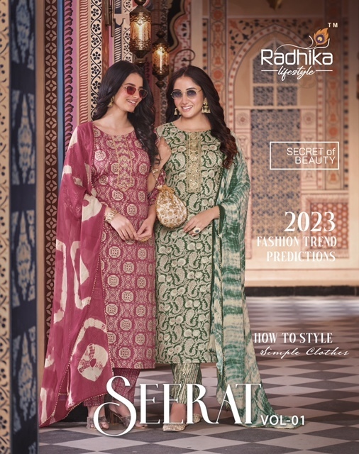 RADHIKA-LIFESTYLE-SEERAT-VOL-1-KURTI-PANT-WITH-DUPATTA-WHOLESALER-SURAT-1