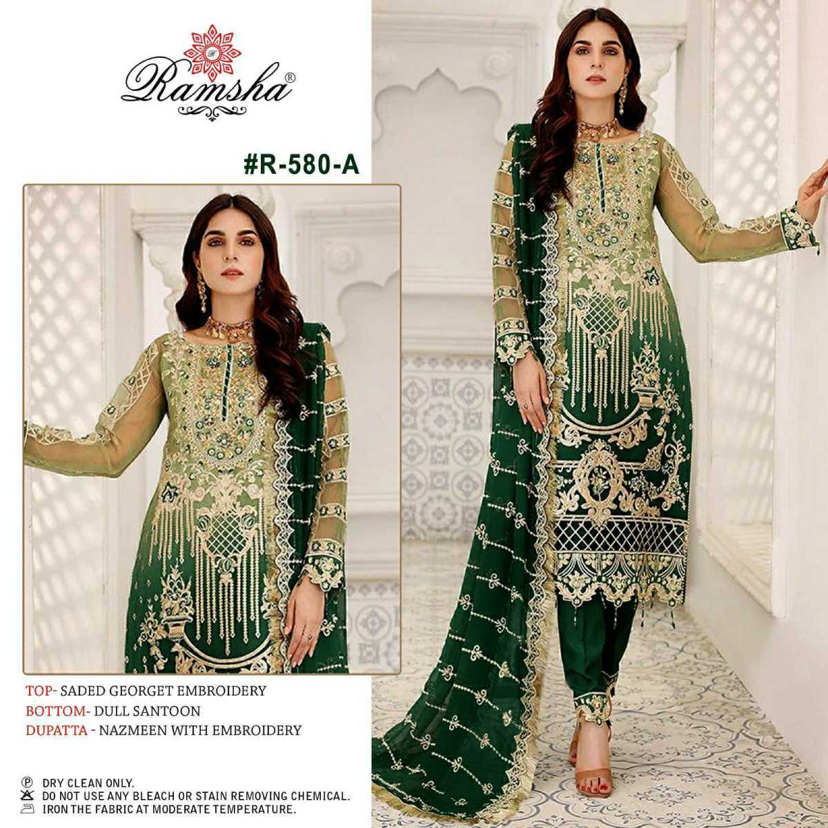 RAMSHA-PRESENT-R-580-NX-GEORGETTE-EMBROIDERY-PAKISTANI-SUITS-AT-SURAT-1