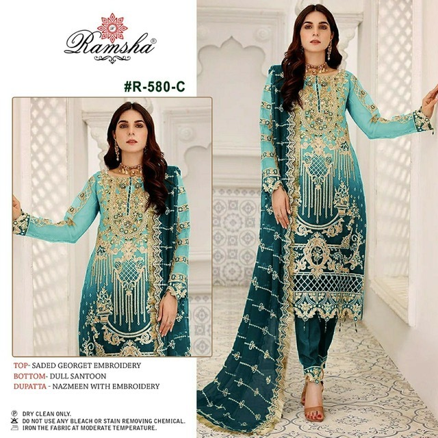 RAMSHA-PRESENT-R-580-NX-GEORGETTE-EMBROIDERY-PAKISTANI-SUITS-AT-SURAT-3