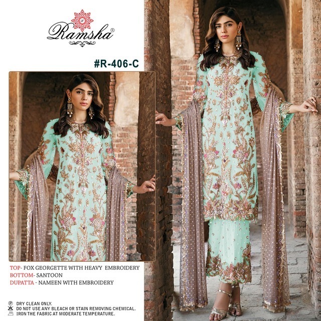 RAMSHA-R-406-A-TO-R-406-E-PAKISTANI-GEORGETTE-SUITS-WHOLESALER-1