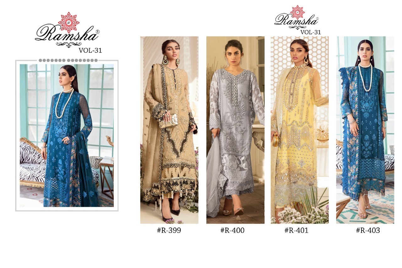 RAMSHA-VOL-31-R399-TO-R402-PAKISTANI-SALWAR-KAMEEZ-LATEST-CATALOGUE-2-Copy