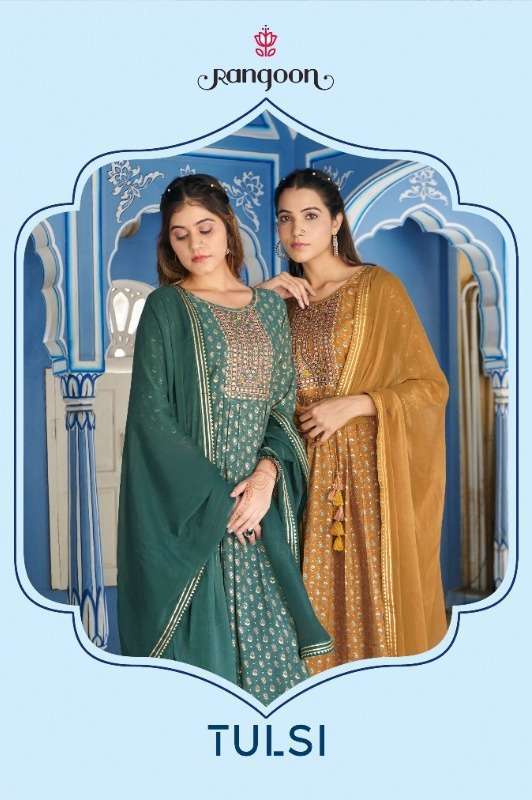 RANGOON-TULSI-NAYRA-CUT-KURTI-PANT-WITH-DUPATTA-WHOLESALER-SURAT-1
