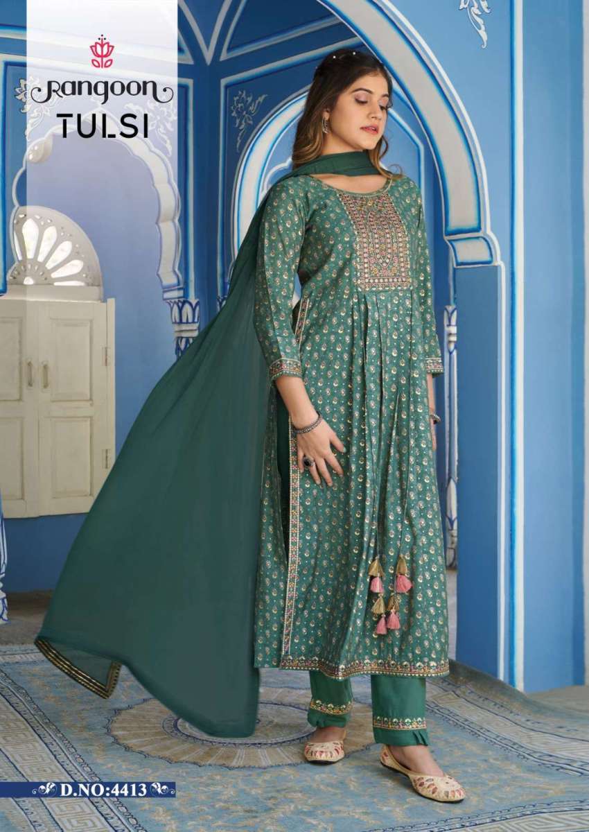 RANGOON-TULSI-NAYRA-CUT-KURTI-PANT-WITH-DUPATTA-WHOLESALER-SURAT-3