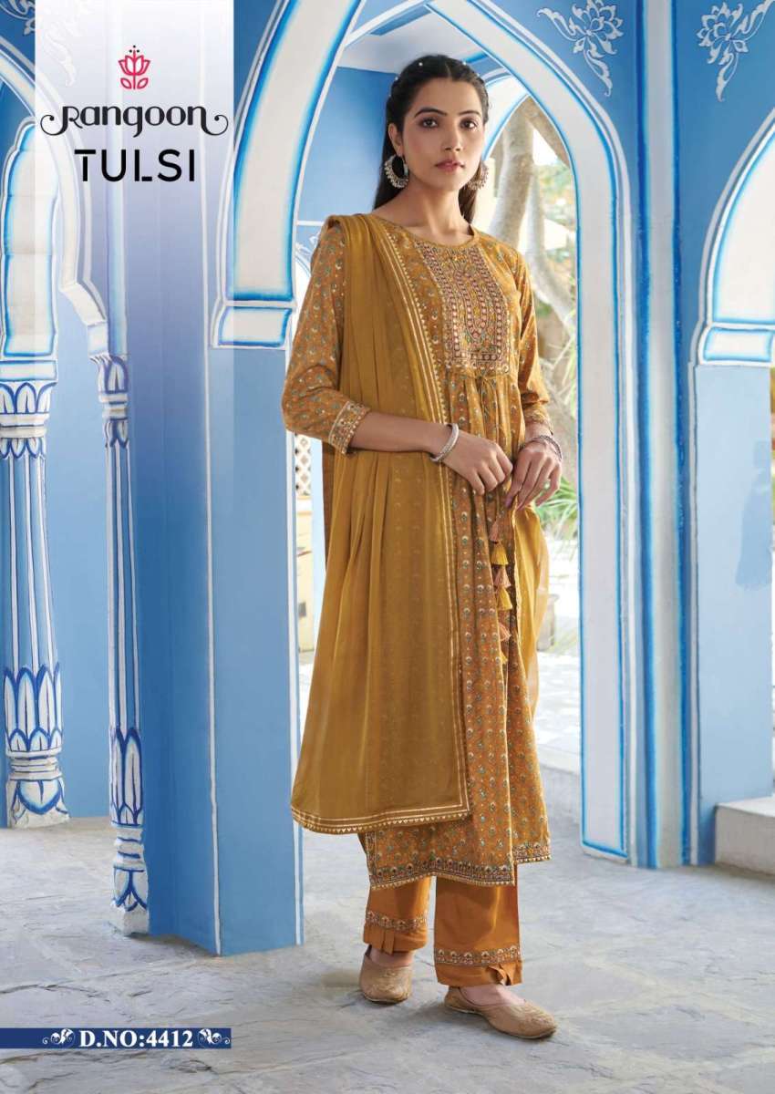 RANGOON-TULSI-NAYRA-CUT-KURTI-PANT-WITH-DUPATTA-WHOLESALER-SURAT-4