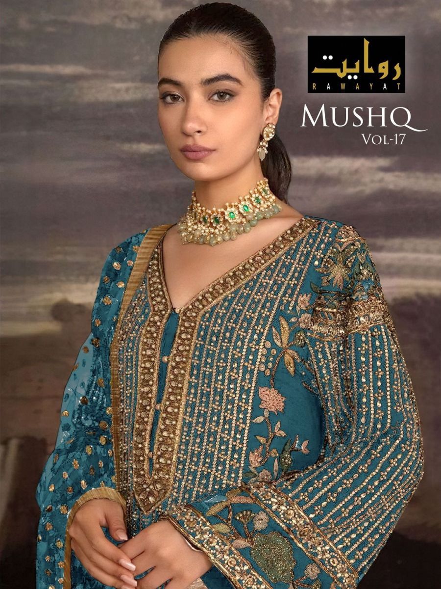 RAWAYAT-MUSHQ-VOL-17-FOUX-GEORGETTE-EMBROIDERY-PAKISTANI-SUITS-SURAT-1