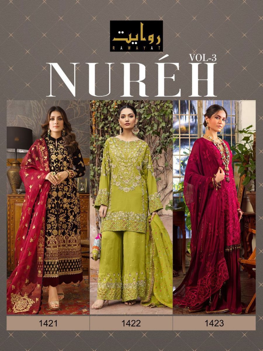 RAWAYAT-NUREH-VOL-3-FOUX-GEORGETTE-PAKISTANI-SALWAR-KAMEEZ-WHOLESALE-1