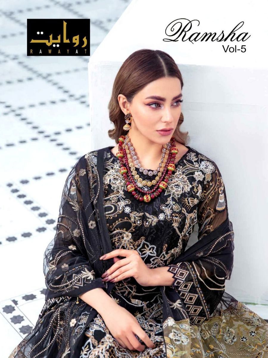 RAWAYAT-RAMSHA-VOL-5-FOUX-GEORGETTE-PAKISTANI-SUITS-LATEST-CATALOGUE-1