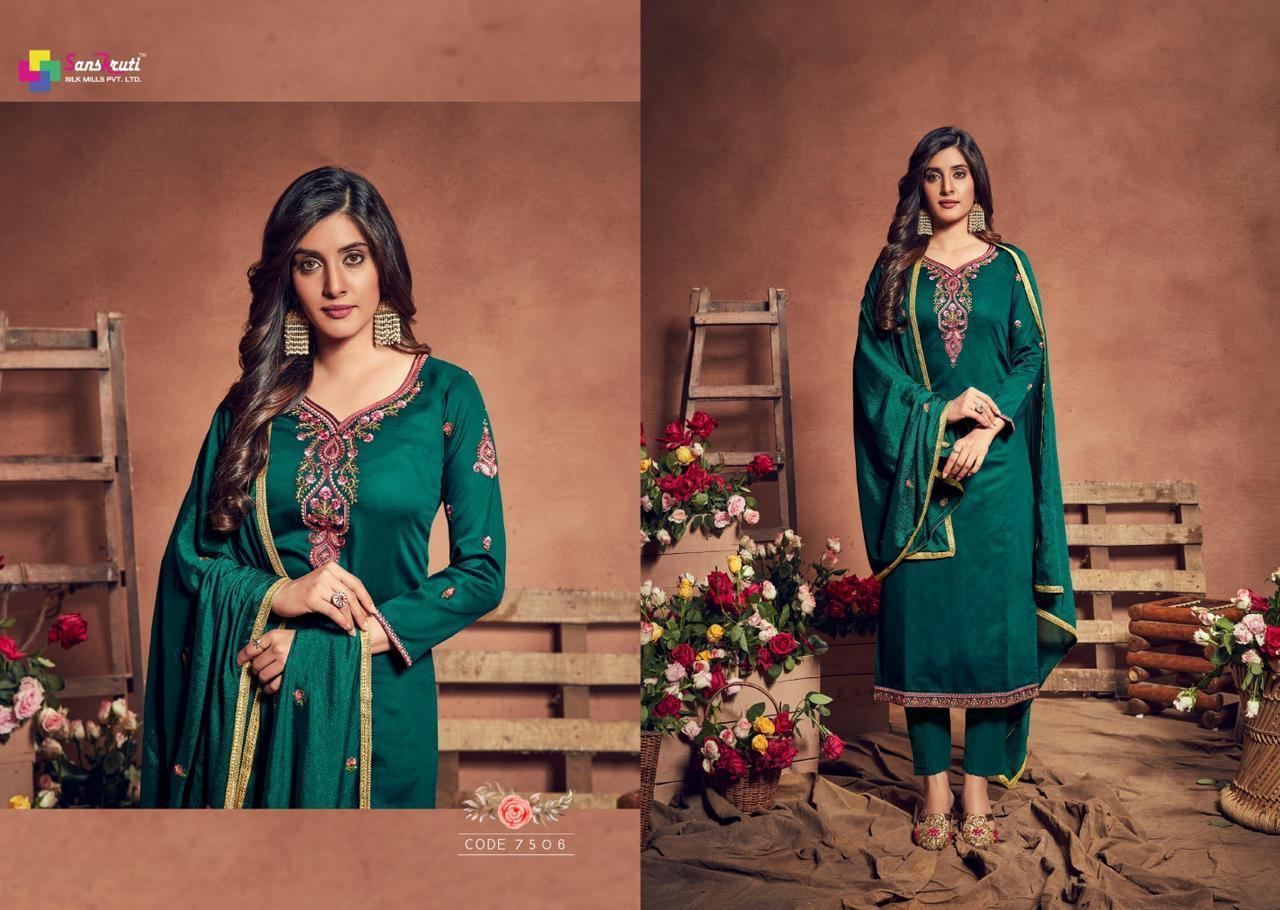 SANSKRUTI-SILK-MILLS-GULSHAN-7501-7506-SERIES-LADIES-SUITS-WHOLESALER-7