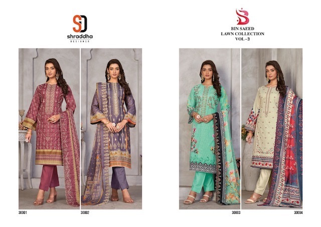 SHRADDHA-DESIGNER-BIN-SAEED-VOL-3-LAWN-COTTON-PRINT-SUITS-WHOLESALE-6