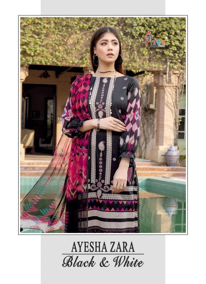 SHREE-FABS-AYESHA-ZARA-BLACK-WHITE-COTTON-PRINTED-SUITS-AT-SURAT-1