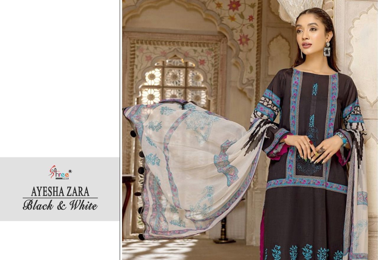 SHREE-FABS-AYESHA-ZARA-BLACK-WHITE-COTTON-PRINTED-SUITS-AT-SURAT-11