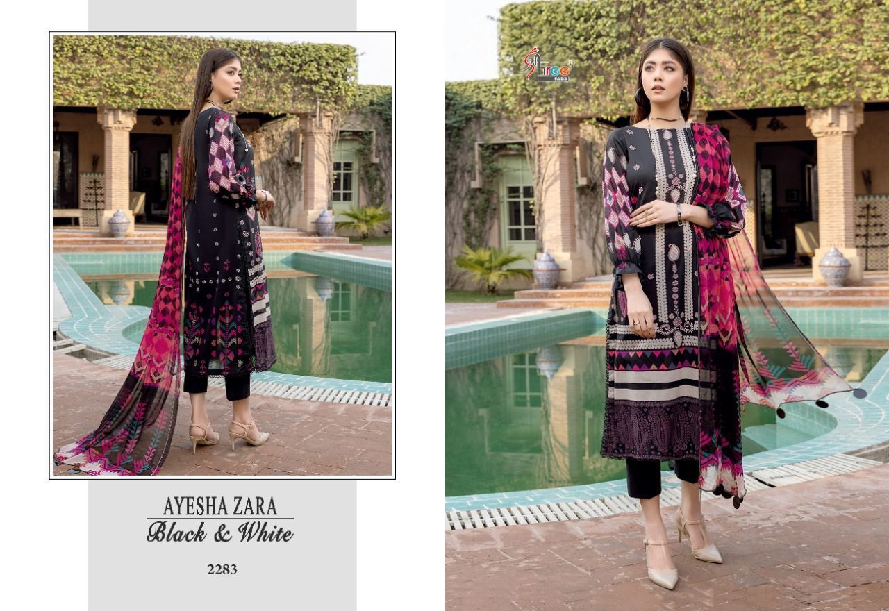 SHREE-FABS-AYESHA-ZARA-BLACK-WHITE-COTTON-PRINTED-SUITS-AT-SURAT-8
