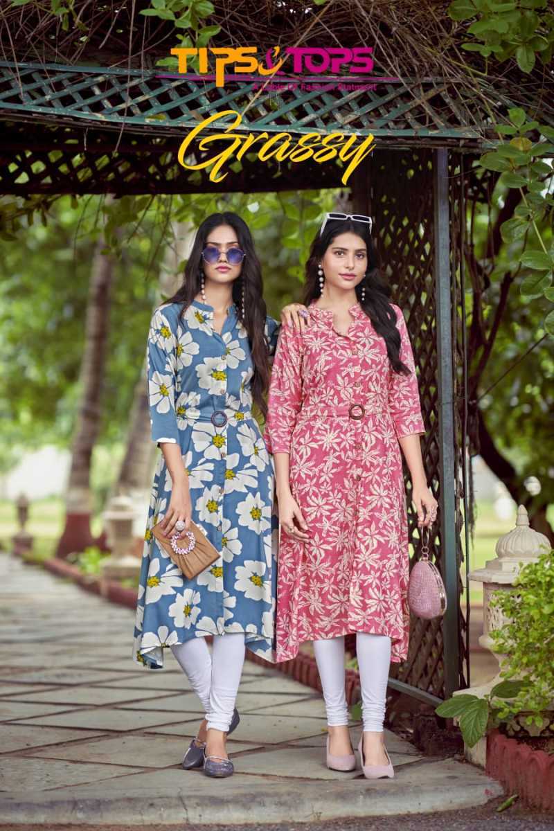 TIPS-TOPS-GRASSY-RAYON-PRINT-KURTI-WITH-BELT-WHOLESALER-IN-SURAT-1