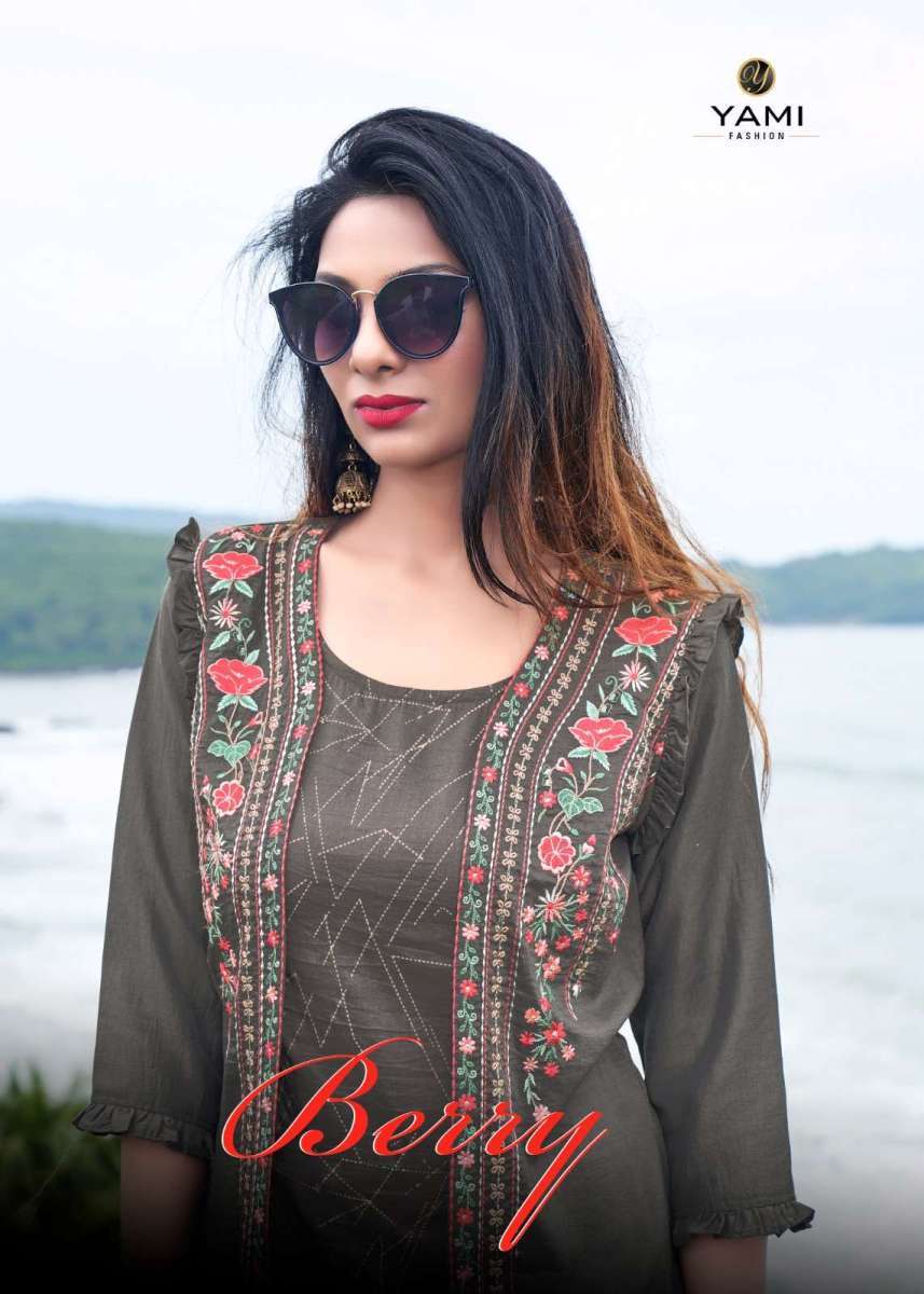 YAMI-FASHION-BERRY-FANCY-KURTI-DESIGNER-SHRUG-AND-PANT-NEW-CATALOGUE-1