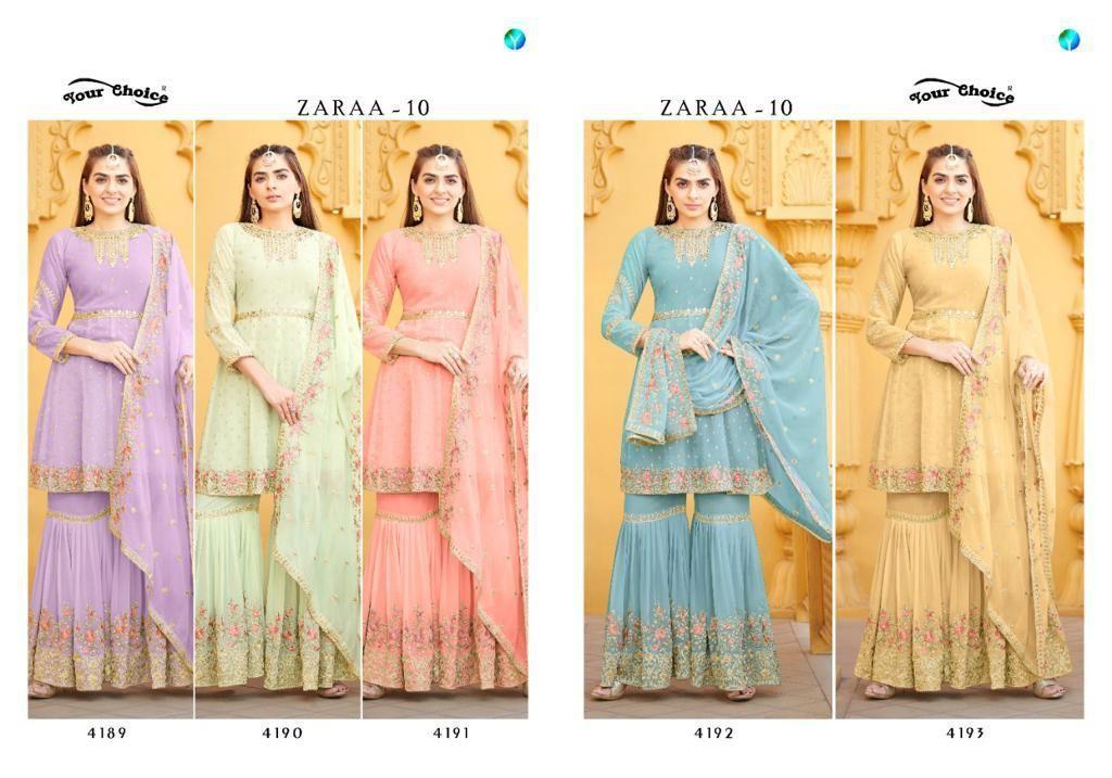 YOUR-CHOICE-ZARAA-VOL-10-PARTY-WEAR-GEORGETTE-SHARARA-SUITS-AT-WHOLESALE-1