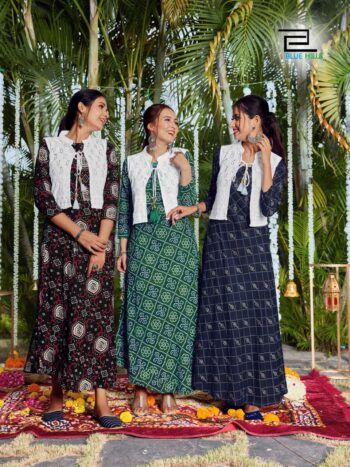 BLUE HILLS STOP WATCH RAYON KURTI WITH KOTI LATEST CATALOGUE SURAT