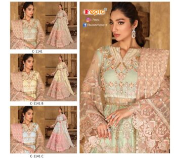 FEPIC C 1141 ROSEMEEN SHADED BUTTERFLY NET SALWAR KAMEEZ WHOLESALER
