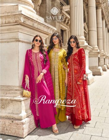 SAYURI DESIGNER RANGREZA GEORGETTE EMBROIDERY SUITS SUPPLIER IN SURAT