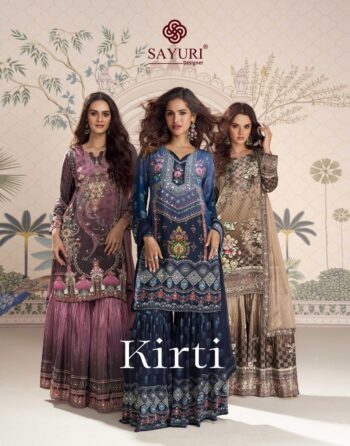SAYURI DESIGNER KIRTI READYMADE CREPE SILK SUITS