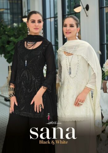 EBA LIFESTYLE SANA BLACK & WHITE READYMADE SUITS