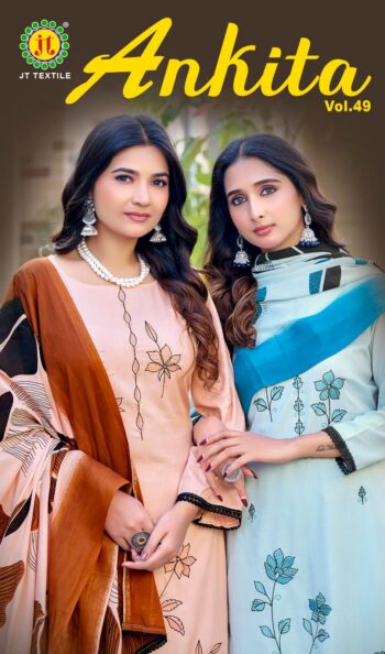 JT TEXTILE ANKITA VOL 49 PRINTED RAYON SALWAR SUIT
