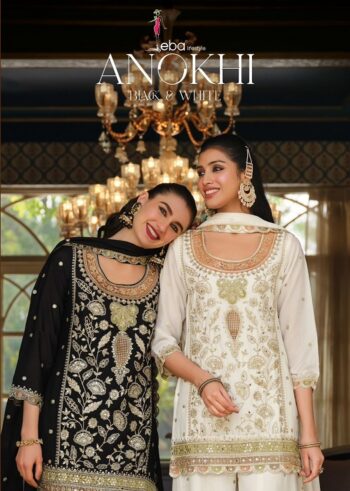 EBA LIFESTYLE ANOKHI BLACK & WHITE READYMADE SUITS