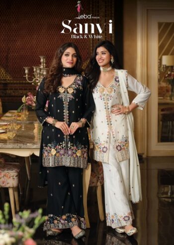 EBA LIFESTYLE SANVI BLACK & WHITE DESIGNER DRESS