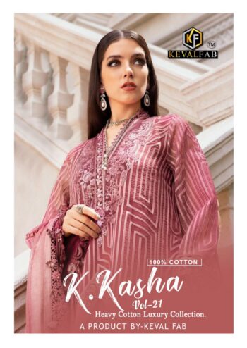 KEVAL FAB K KASHA VOL 21 KARACHI SUITS WHOLESALER