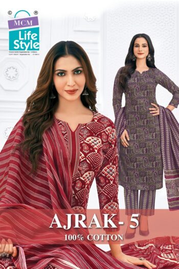 MCM LIFESTYLE AJRAK VOL 5 COTTON READYMADE KURTIS