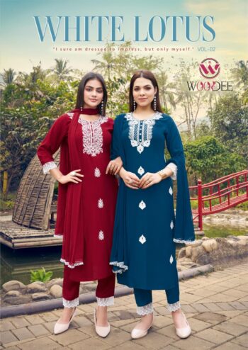 WOODEE WHITE LOTUS READYMADE KURTIS WHOLESALER